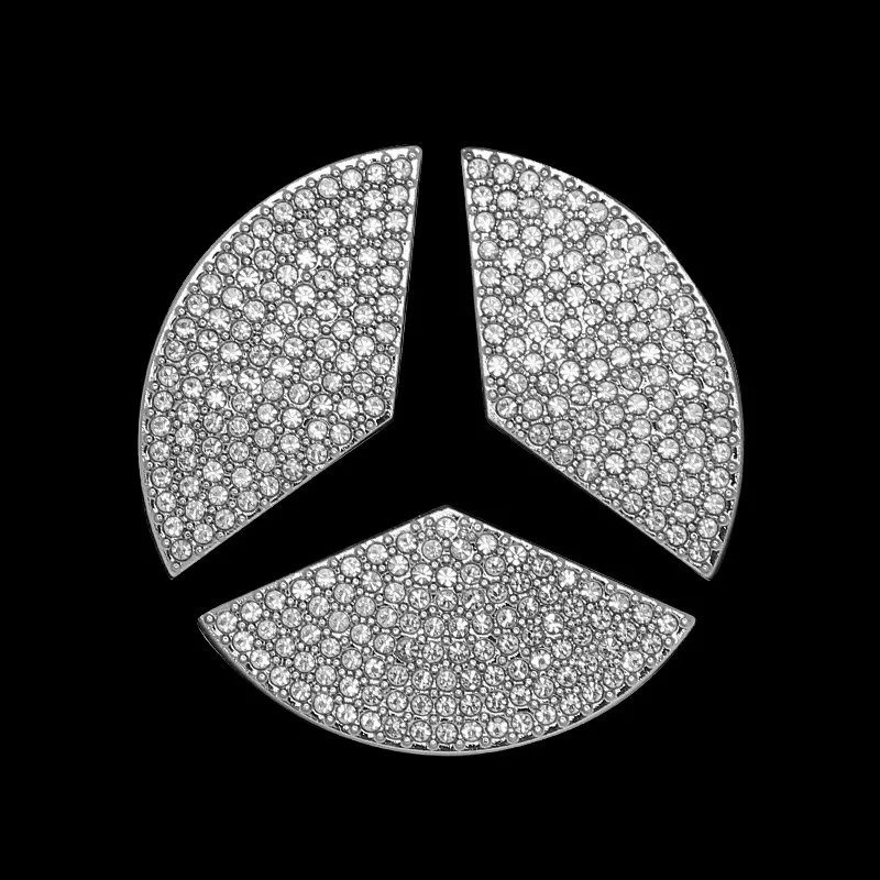 Car Steering Wheel Emblem 3D Rhinestone Logo Sticker With Diamond