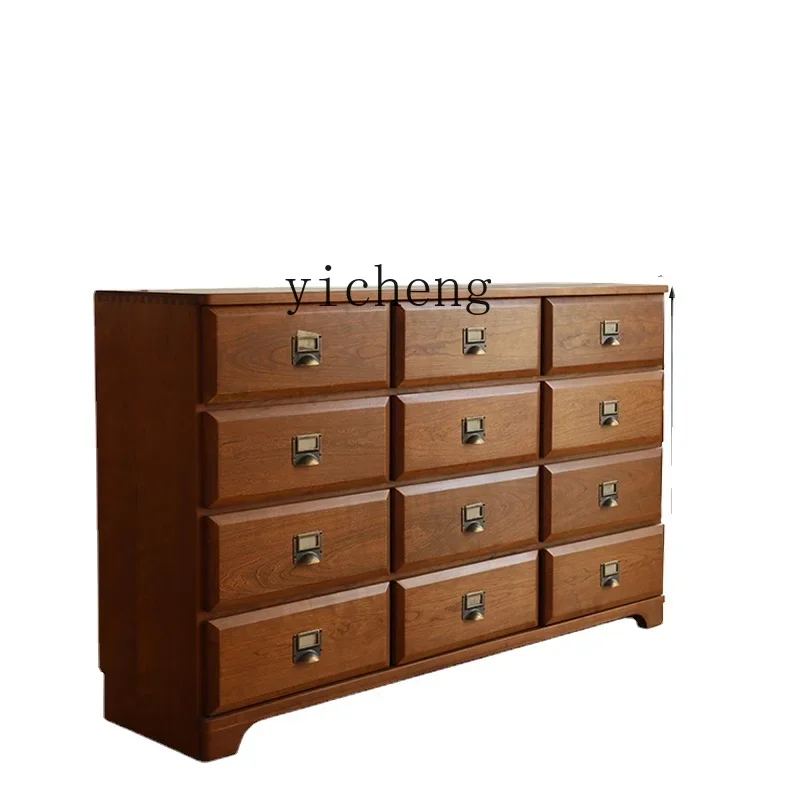 

ZC Chest of Drawers Vintage Entrance Cabinet Storage Cabinet Mid-Ancient Cherrywood Log Display Storage Side Cabinet