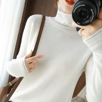 Women Sweater Winter Cashmere Turtleneck Warm Knitwear Korean Casual Solid Bottoming Shirt Fashion Knit Pullovers Brown Sweater - Image 6