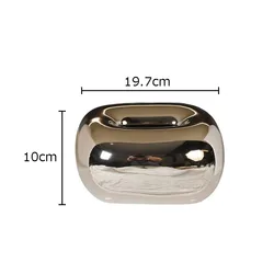 Elegant Round Corner Ceramic Tissue Box (Silver)