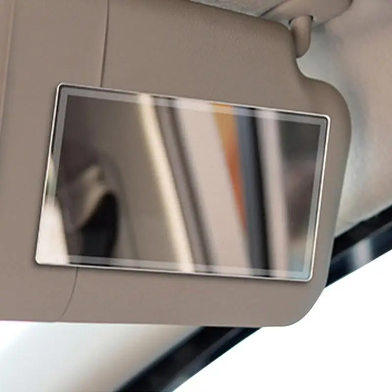 Lyxheth 2PCS Car Sun Visor Mirror Kit - Stainless Steel Makeup Mirrors, Self-Adhesive, Large & Small Size - View #3