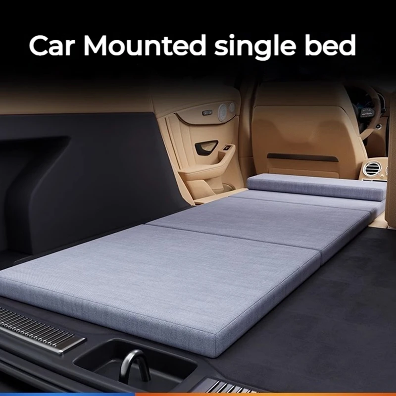 Car Rear Sleeping Pad Folding Extension Board Car Travel Bed Folding Bed Non Inflatable Camping Office Rest Mat With Pillow