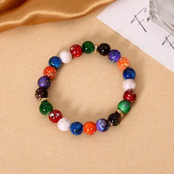 Korean Fashion Colorful Beads Bracelet Resin Imitation Natural Stone Bead Bracelets For Women 2025 Trending New Jewelry Gifts