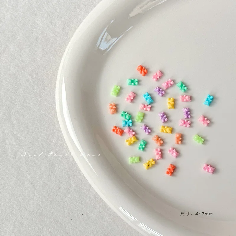 50ks mini vydržet dráp umění okouzluje roztomilá smíšené barvivo vydržet aspik pryskyřice 3D drahokamu dráp umění decora DIY korejské manikúra příslušenství