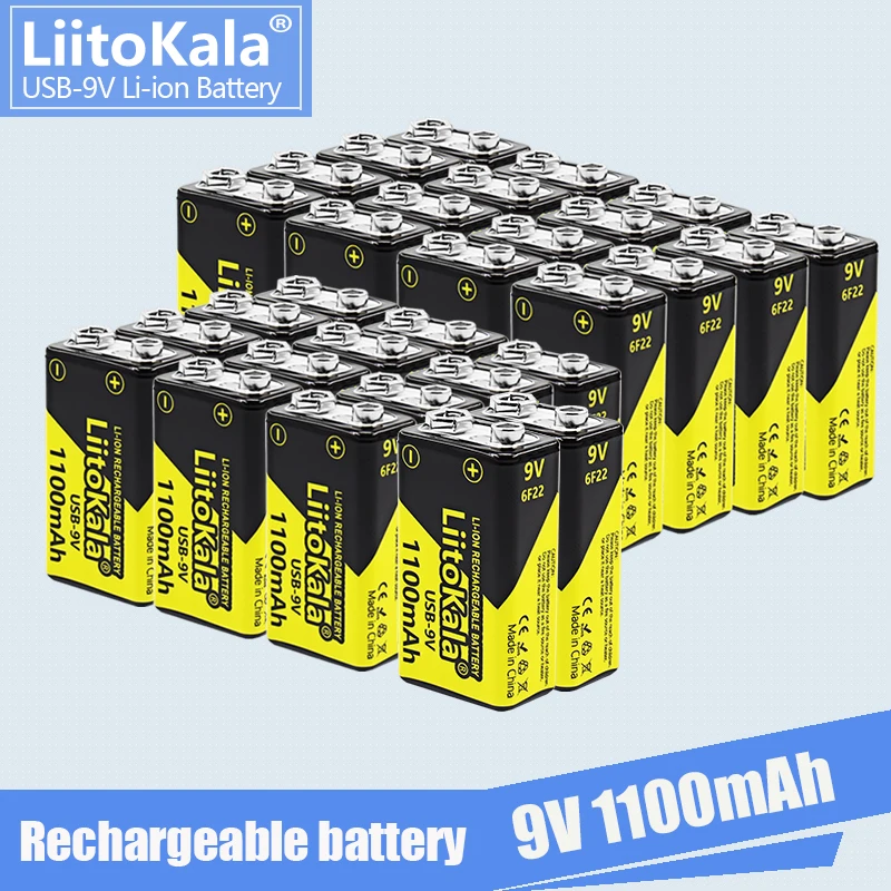 

30PCS USB-9V Rechargeable Battery 6F22 9V Lithium Battery for metal detector battery RC Helicopter Model Microphone Toy Type-c