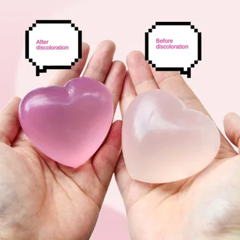 Cute Change Color Heart Squeeze Toy Anti-stress Vent Ball Slow Rebound Relieves Stress Fidget Toys for Kids Girl and Adults Gift
