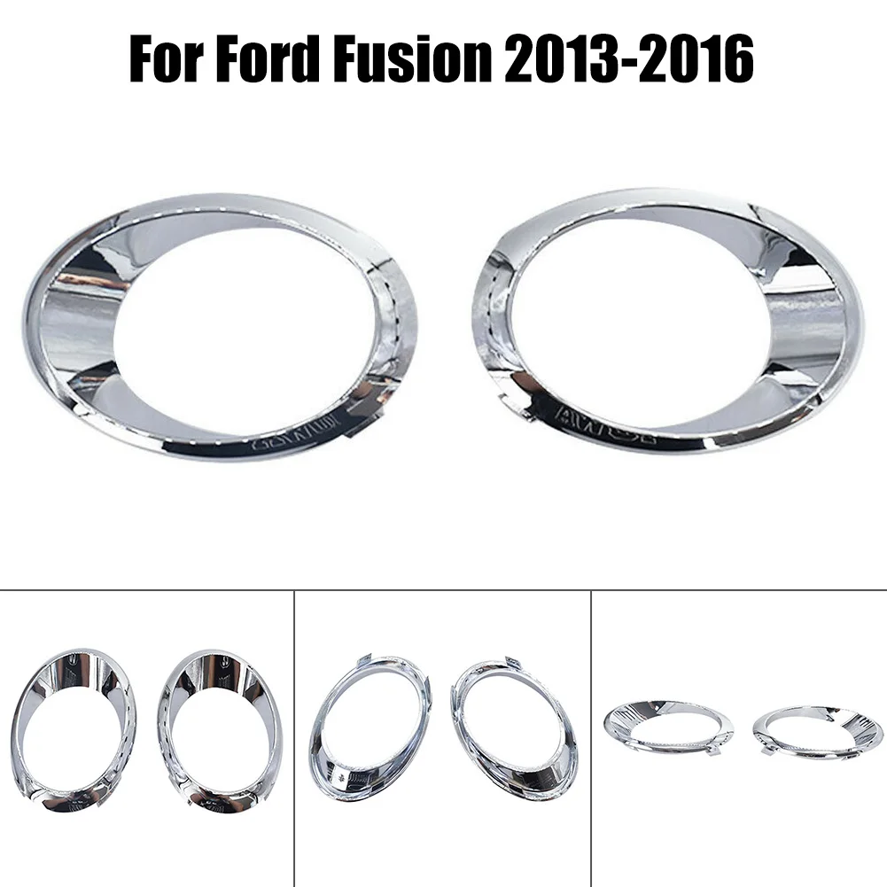 2pcs Silver Front Left & Right Chrome Fog Lamp Bezel Trim Ring Direct Replacement Exterior Parts For Ford Fusion 2013-2016