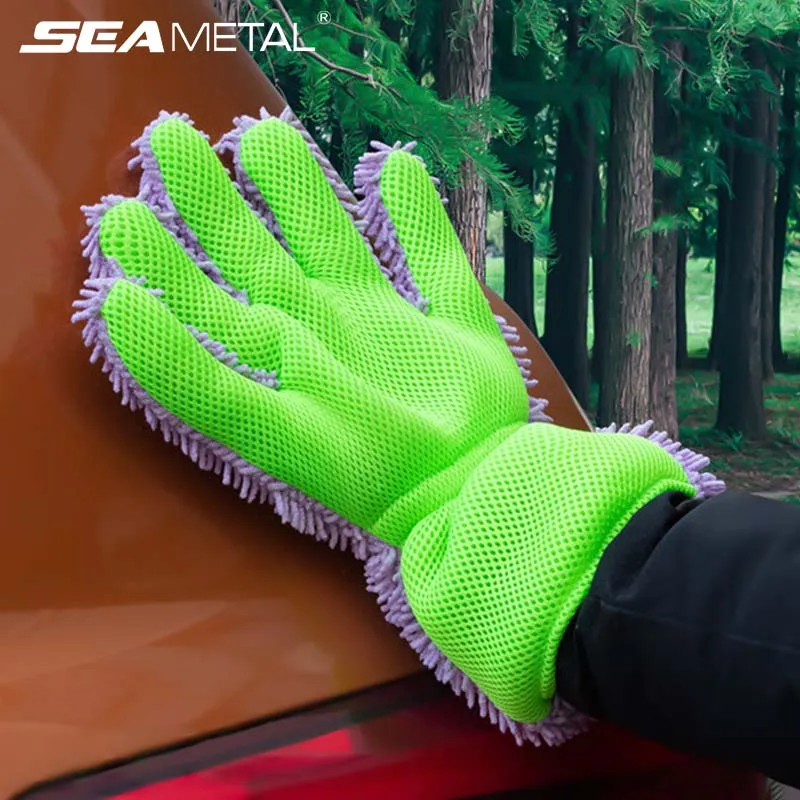 Double-sided Microfiber Car Wash Gloves Multifunctional Cleaning Brush Detailing Washing Gloves Car Cleaning Tool Home Use car cleaning gloves microfiber car mitt microfiber cleaning gloves microfiber washing gloves microfiber gloves