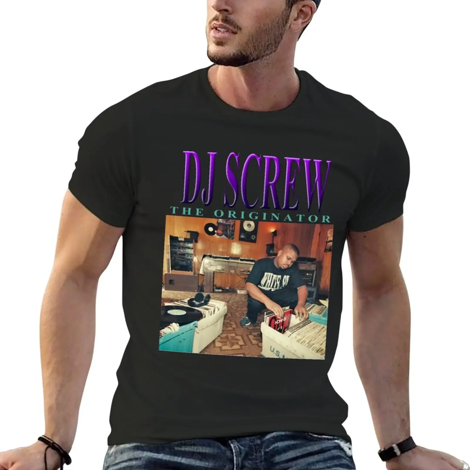 

DJ SCREW THE ORIGINATOR 90's TRIBUTE T-Shirt customs design your own boys whites tees t shirts for men graphic