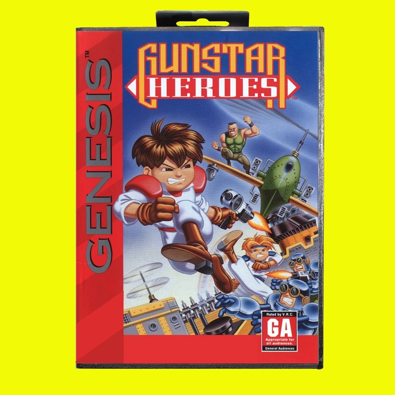 

Gunstar Heroes MD Game Card 16 Bit with US Box for Sega Megadrive Genesis Video Game Console Cartridge