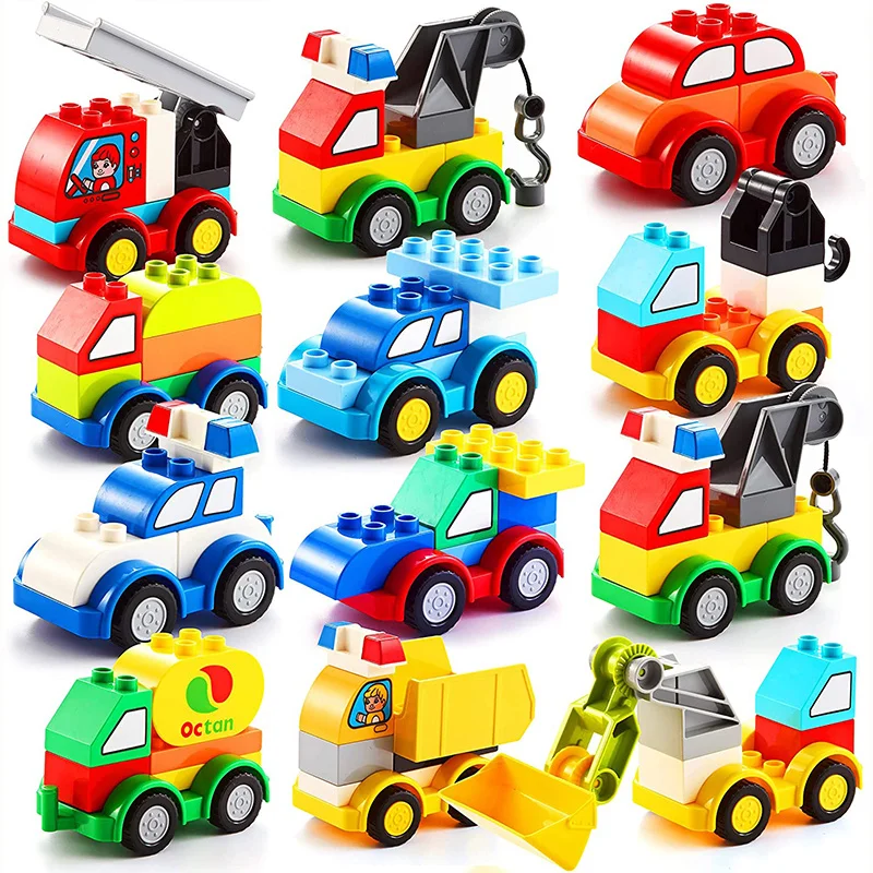 

Create Toy Car First Building Blocks Cars Construction Truck Compatible Large Building Bricks VehicleSets for Boy Gift 2-5 Years
