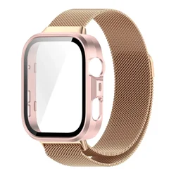 Premium Milanese Metal Strap and Protective PC Case - Huawei fit 4 Pro (Rose gold pink)