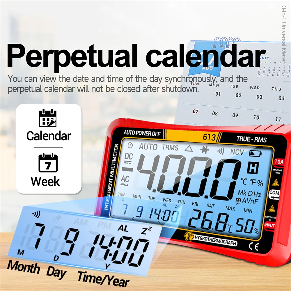 Smart Digital Multimeter 4000 Counts AC/DC Voltage Current Meter Multi Tester Temp Resistance Measuring Tool