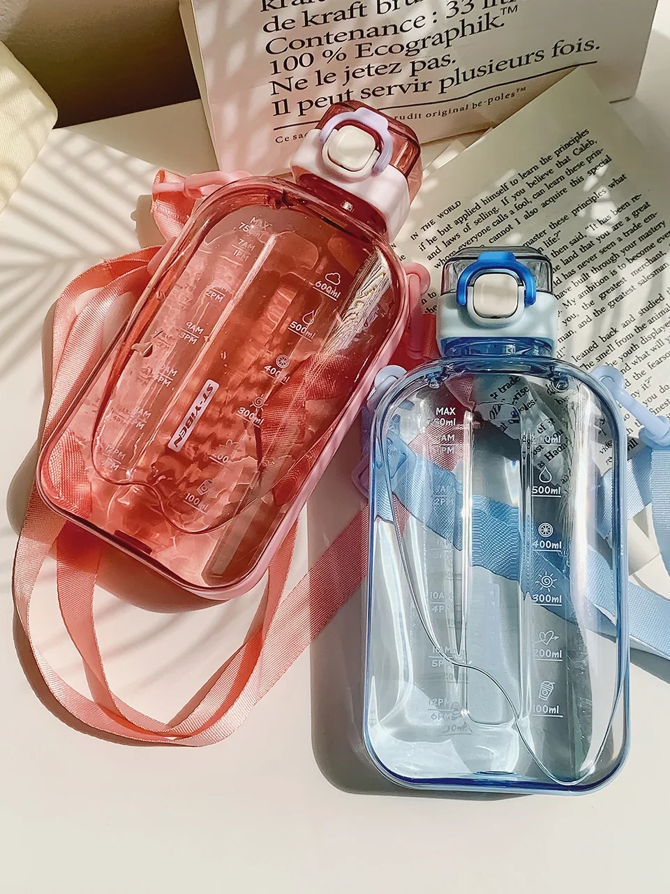 Bouteille d'Eau Plate Transparente sans BPA pour Fille et Enfant Gourde de  750ml, Gourde de dehors, de Voyage, Carrée, à Cliquetis - AliExpress