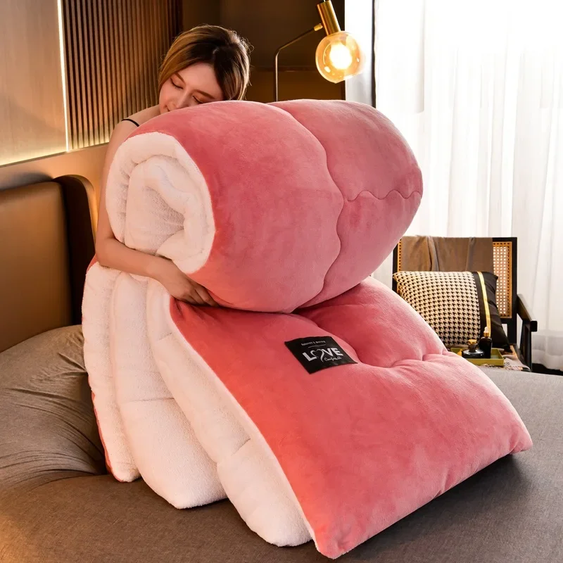 Lamb Wool Cotton Quilt Double sided Velvet Blanket wool cotton blanket