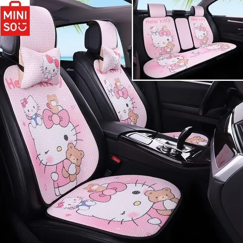 MINISO Sanrio HelloKitty Kuromi Car Seat Cover Full Set Four Seasons Universal Ladies Cartoon Melody Car Interior Decoration Set car seat cushion car cushion car armrest cover car back cushion
