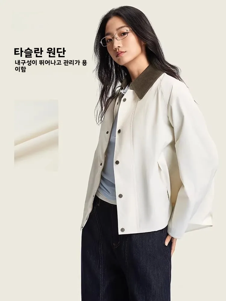 라이닝 코치 윈드브레이커 여성용 오픈 가디건 긴팔 캐주얼 칼라 우븐 스포츠 재..