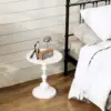 Metal Small Round Side End Table, Vintage Matte Coffee Drink Cocktail Table, Small Accent Pedestal Table 5