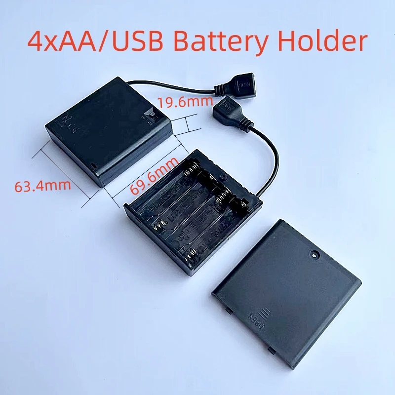 Mini boîtier de rangement portable pour support de batterie, alimentation USB, boîte à piles pour bande lumineuse LED 5050, 3528, 2835, 2, 3, 4, 6, 8AA