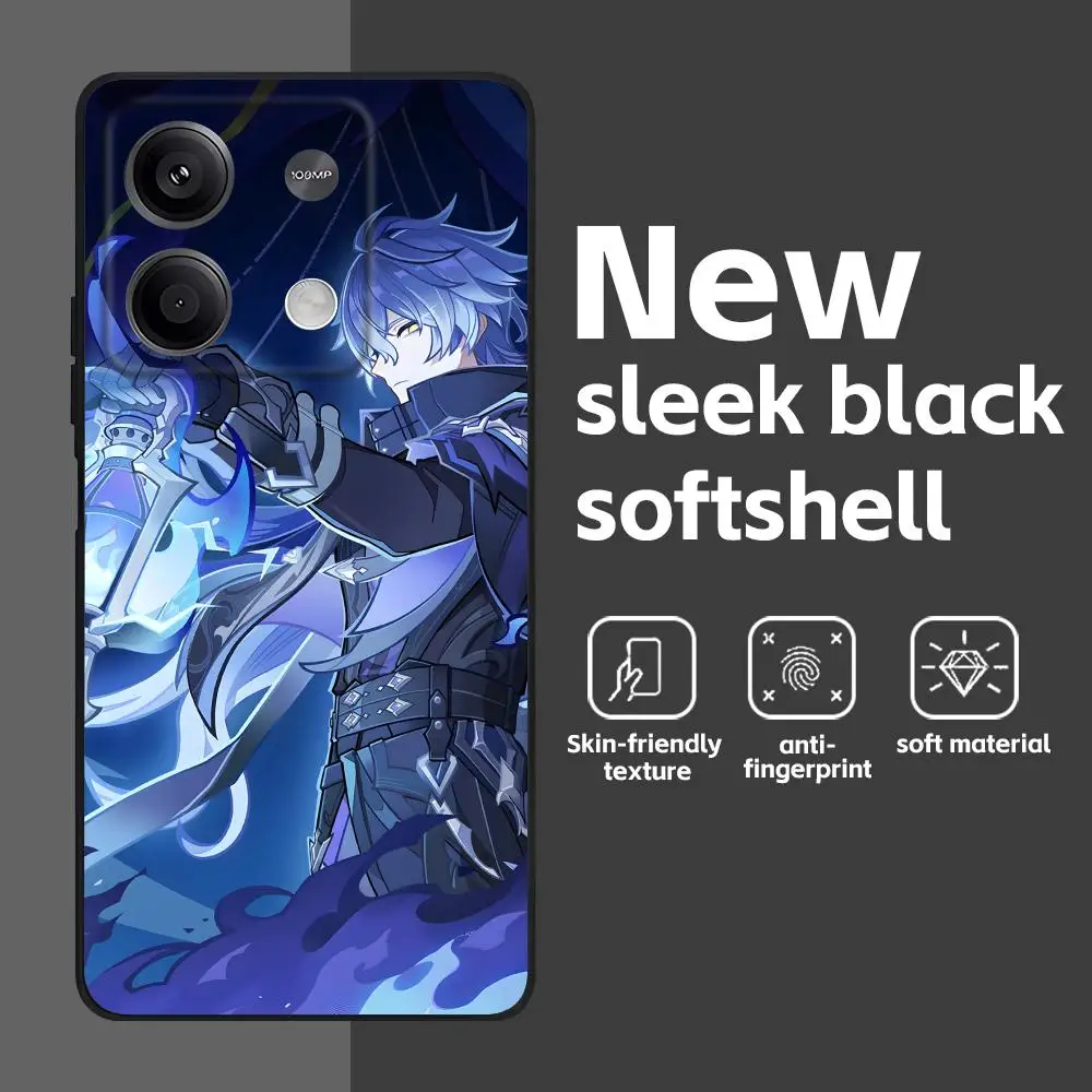 Genshin Impact Flins Soft Black Phone Case