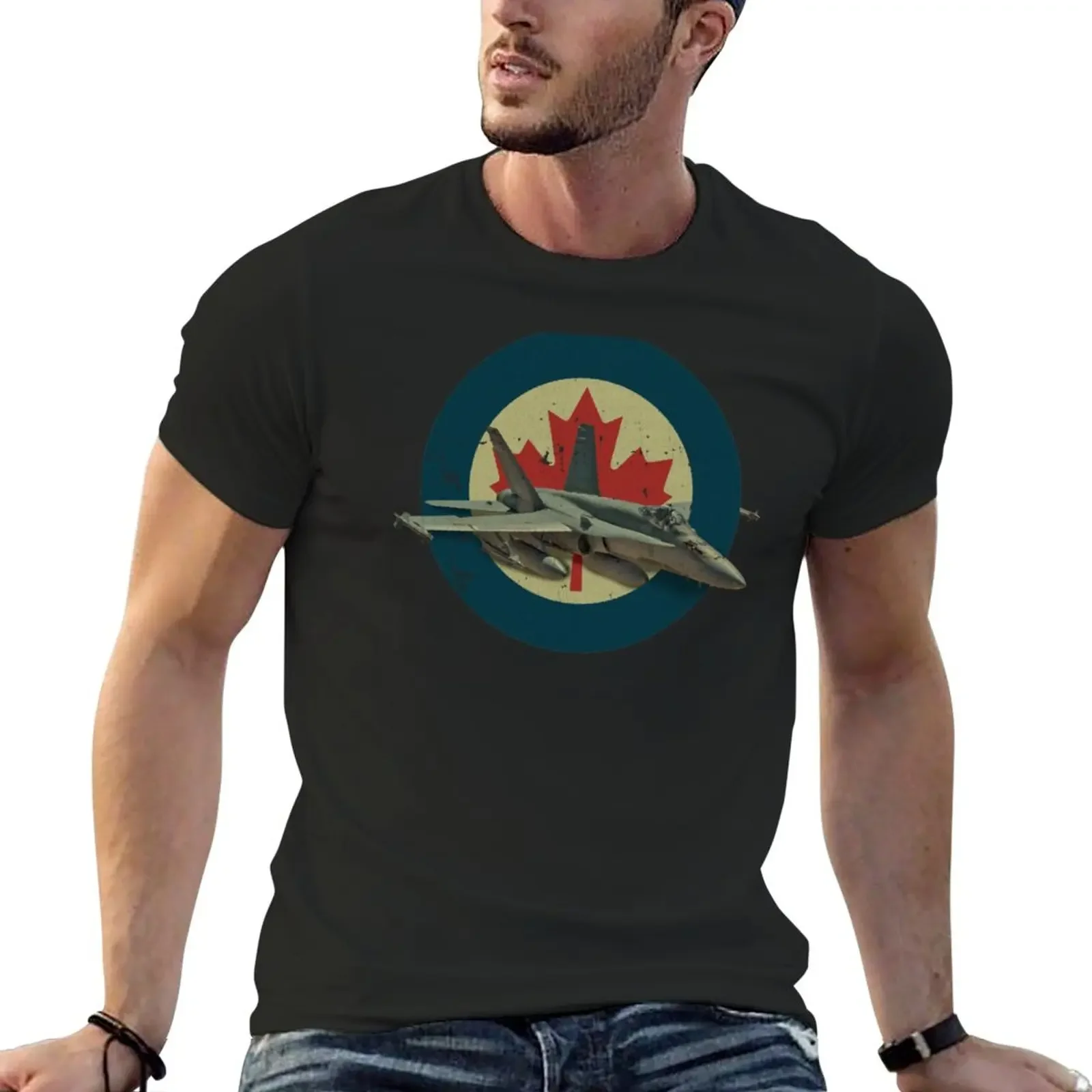 Vintage - Airforce Canada Rcaf Cf 18 T-Shirt Camicie Graphic Tees Abbigliamento Vintage Plus Size Top Vintage Designer T Shirt Uomo