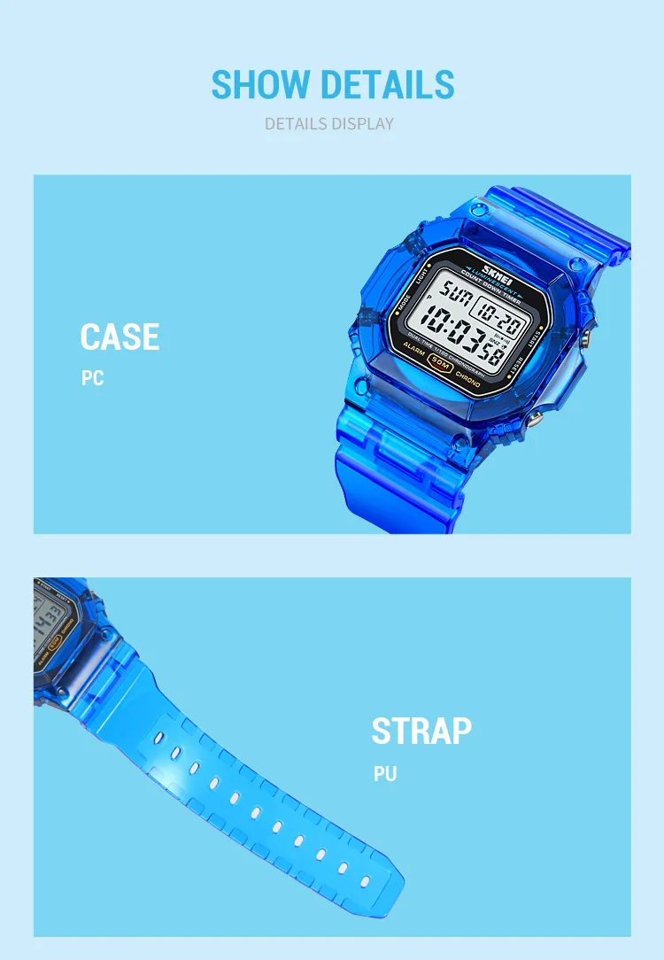 SKMEI 1999 Waterdicht Elektron Horloge Heren Dames Sport Countdown Stopwatch Digitale Horloges Heren Meisjes Klok Reloj Mujer 1622 1629_voghion.com