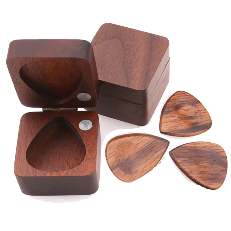 

New Wooden Pick Storage Box Guitar Pick Organizer Case Holder Christmas Gift Electric Bass Plectrum Container Guitar Accessories