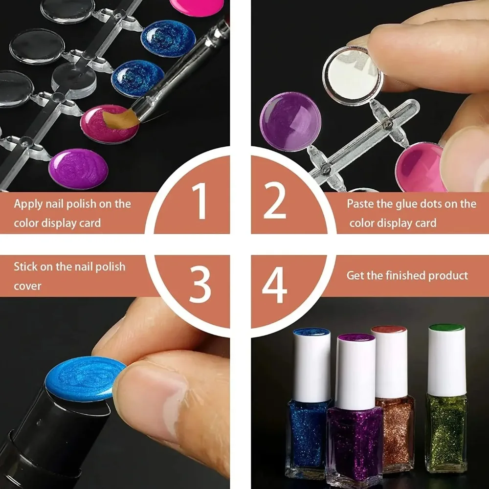120pcs Nail Polish Display Table With Stickers Polka Dot Color Card Nail Display Board Pea Bean Swatch Salon Showing Shelf