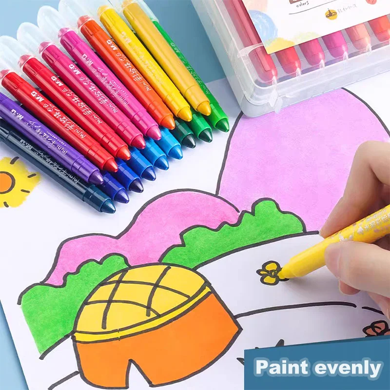 Oil Pastels Colored Crayons M&G 12/24/36/48 color Child Rotating Washable Drawing Crayon Set Easy Erase Oil Pastel Silky Crayons Pastel Pencil for Kid