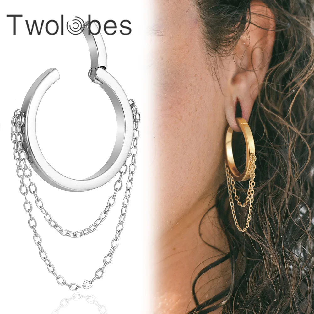 

Towlobes 2PCS 316 Stainless Steel Round Ear Weights Hangers Stretcher Earrings Plugs Piercing Women Body Jewelry New Arrival