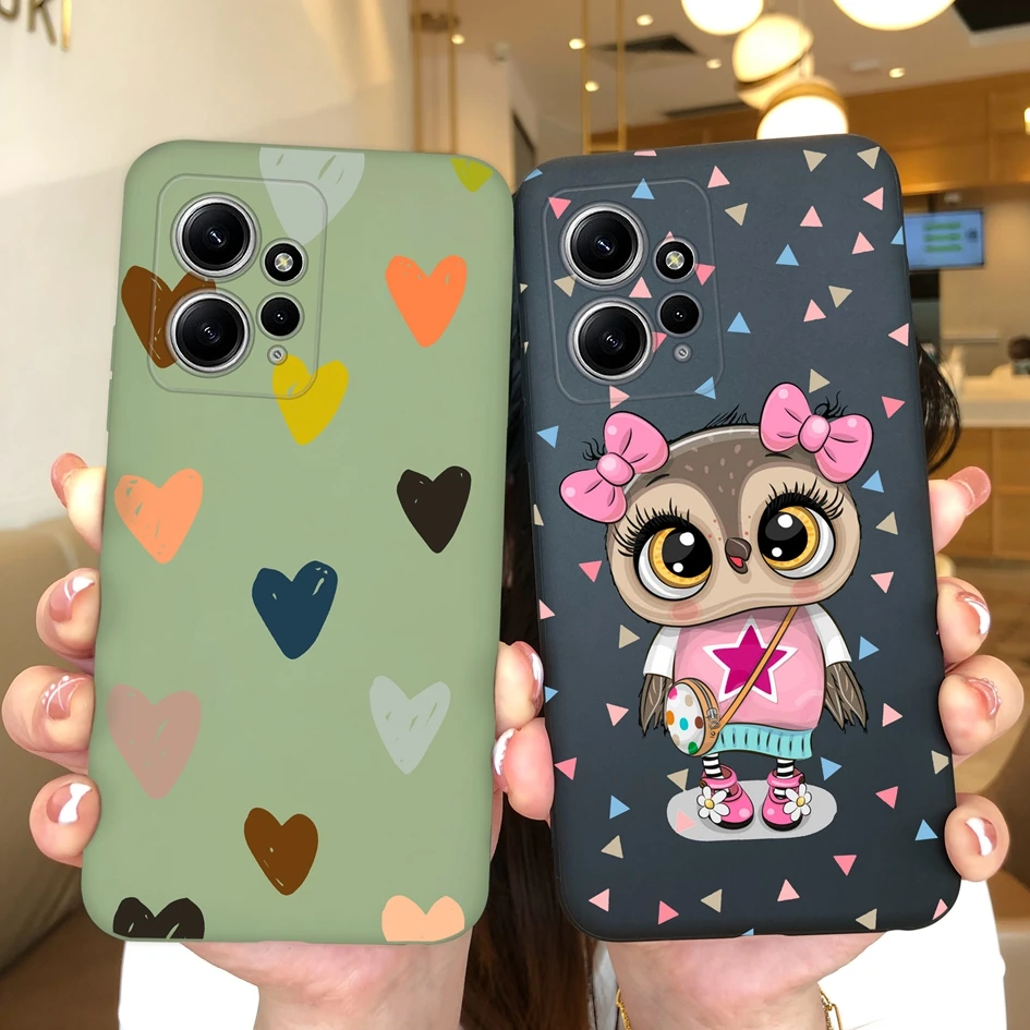 Case For Xiaomi Redmi Note 12 4G Coques Cute Shockproof Cover Love Heart Dinosaur Soft Silicone For Redmi Note 12 5G Funda Shell 5