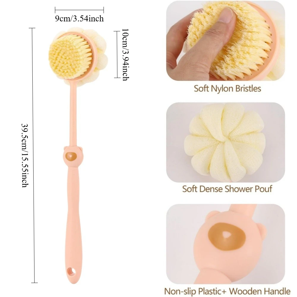 Bath Brush Back Body Bath Shower Sponge Scrubber Brushes With Handle Exfoliating Scrub Skin Massager Exfoliation Bathroom Brush 6