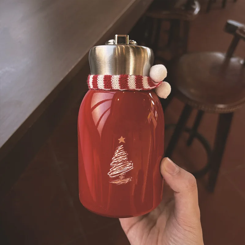 300ML Pocket Thermos Cup Stainless Steel Coffee Mug Portable Travel Water Bottle  Sport Water Bottle Christmas New Year Gifts