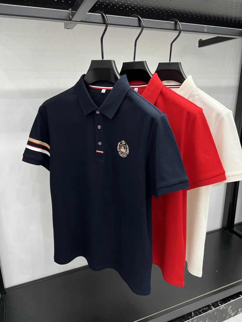 High end brand men's short sleeved polo shirt with classic stripe design top summer fashion embroidery breathable casual T-shirt 10 S5144efe9333945c4b3764e012c574457r
