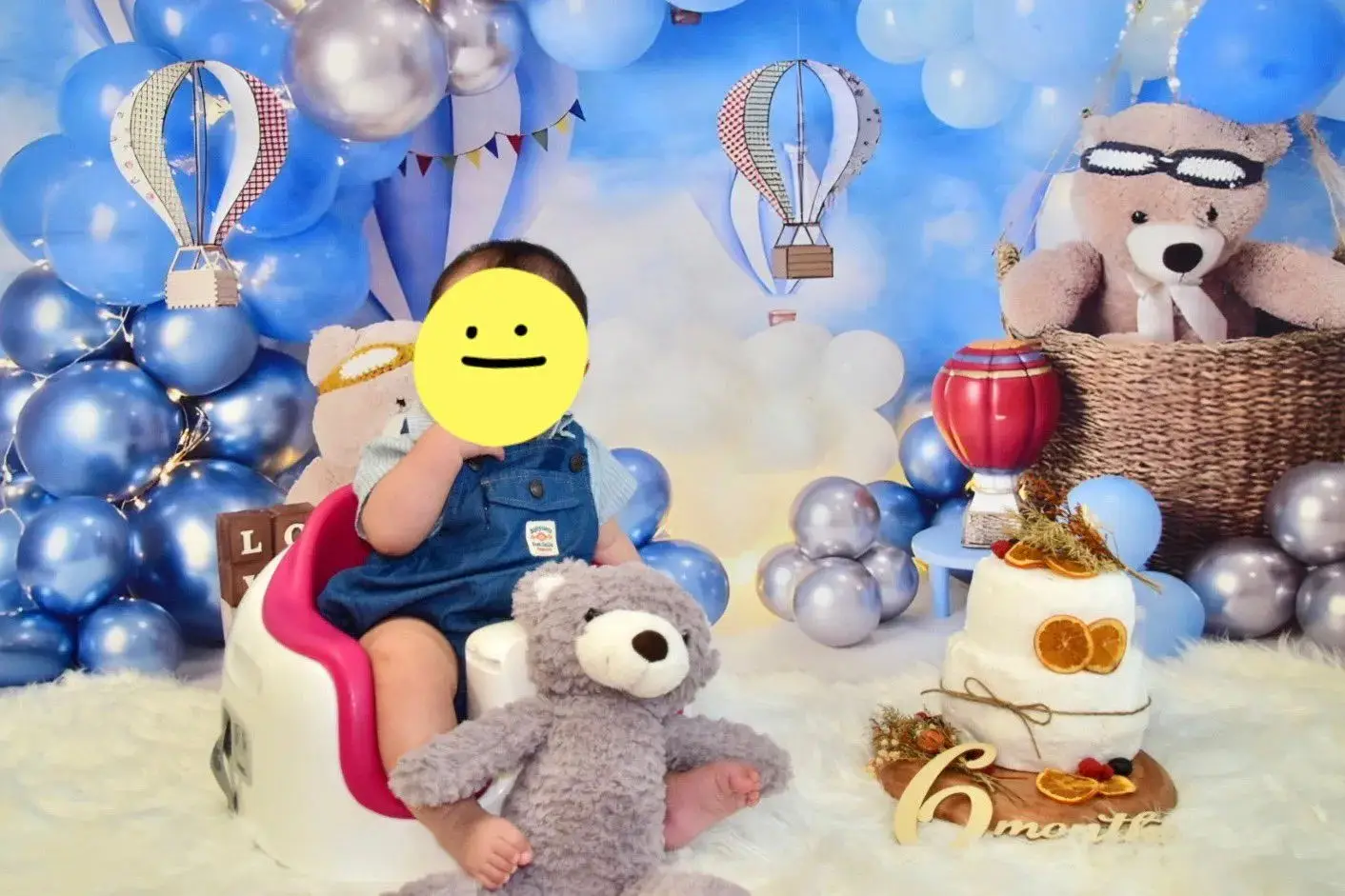 Newborn Baby 1st Birthday Backdrop Girl Boy Pink Blue Balloon Tent Cake Smash Baby Shower Photography Background Decor Props