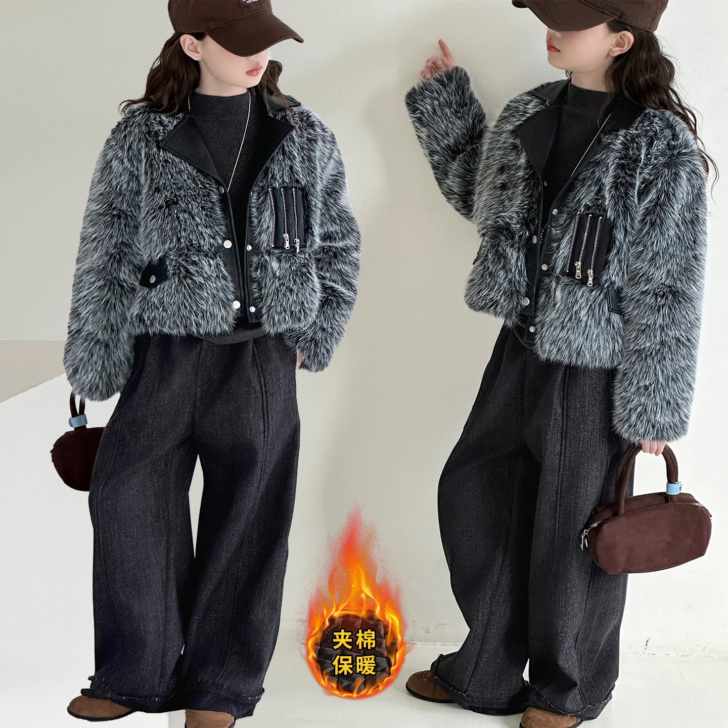 십대 소녀 겨울 두꺼운 털코트 아동용 벨벳 스플라이싱 재킷 외투 한국 아동용 면 파카 아우터웨어