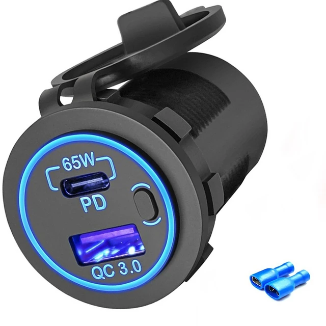 83W 12V USB Prise Chargeur Pour Ordinateur Portable 65W USB-C PD3.0 & 18W  QC3.0 Multi Voiture Prise USB Étanche Joli D'alimentation pour Voiture  Bateau Camion watches - AliExpress