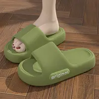 Beach slippers with lettering for men and women, thick-soled, non-slip flip-flops in solid colour for indoor and bathing, summer 2