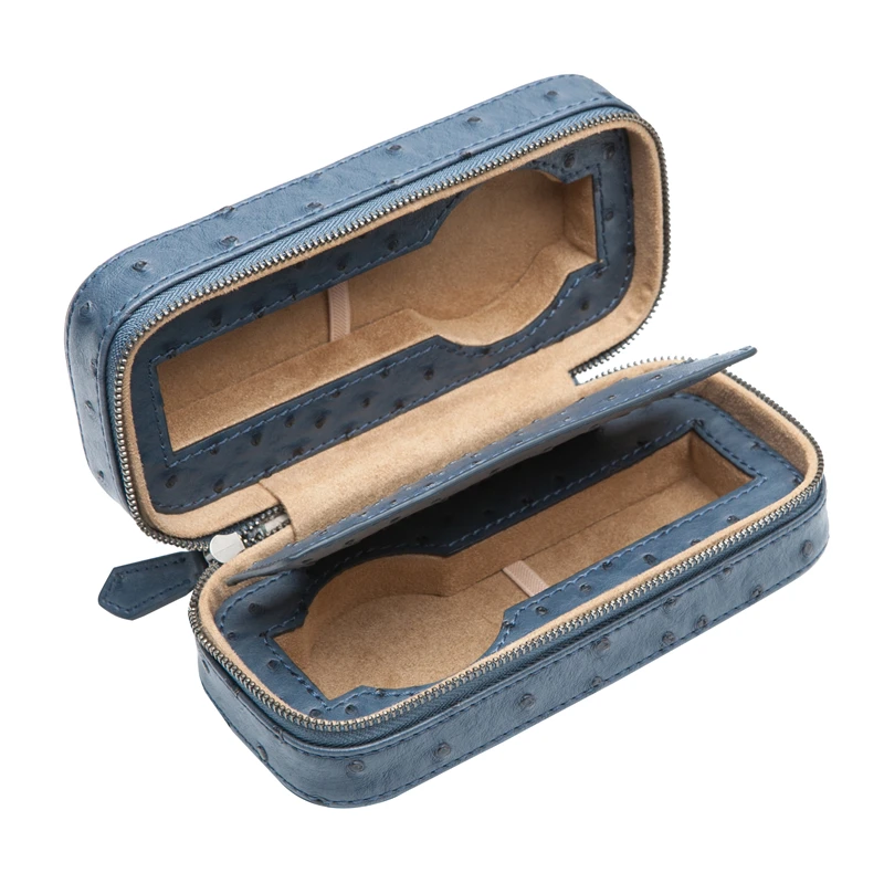 2 Slots Leather Watch Box Organizer Brown