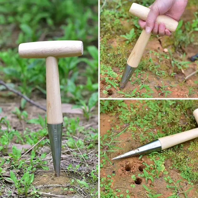 Tartós Ellenállás Elleni Lyukú Lyukasztó Hasznos Rozsdamentes Acél Talaj Fúrási Lyuk Ültetési Szerszám Kerti Készletek Farmhoz - Image 2