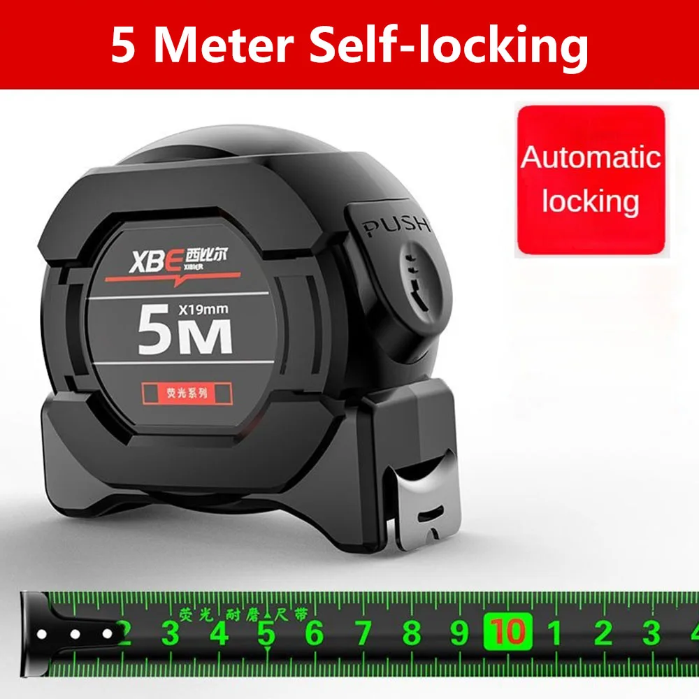 Self Locking Fluorescent Steel Tape Measure High Precision Thickened Wear-resistant Measuring Tape 5-meter Widened Meter Ruler Tape Measure Measuring Tape