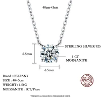 PERFANY 1-5 Carat Moissanite Necklace for Women S925 Pure Silver Diamond Classic Four Claw Pendant Wedding Jewelry 3