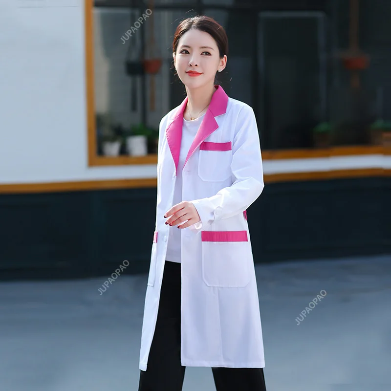 Long-sleeved Unisex White Coat High Quality Loose Embroidery Work Clothes Nurse Accessories Medical Uniform Lab Coat