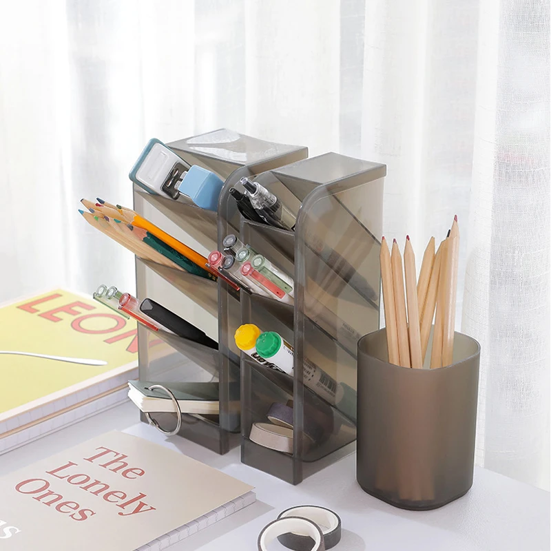 

Creative Multifunctional 4 Grid Desktop Organizer Pen Holder Makeup Storage Box School Office Accessories Stationery Organizers