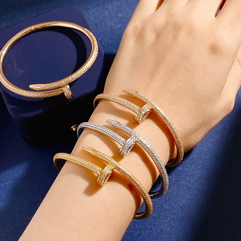 Fashion curved nail large ring nail irregular geometric glitter set zircon earring bracelet