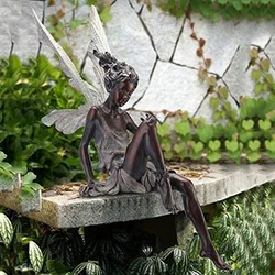 Enchanting Flower Fairy Outdoor Resin Sculpture for Garden and Courtyard Decor (Black)