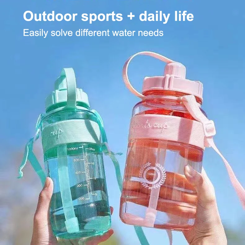 3pcs/set Sports Water Bottle With Dual Lids (2l+800ml+300ml), Large  Capacity, Bpa-free, Pop-up Cap & Straw, Inspiration Quotes, Ideal For  Fitness, Cycling, Camping, Etc. Convenient To Carry And Store, Space-saving