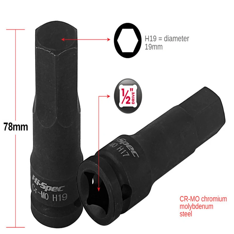 1/2 Universal Impact Wrench Socket Adapter Cr-MO Wrench Adapter Spanner Set Hex Head Socket Air Impact Craftsman H5-H19 2