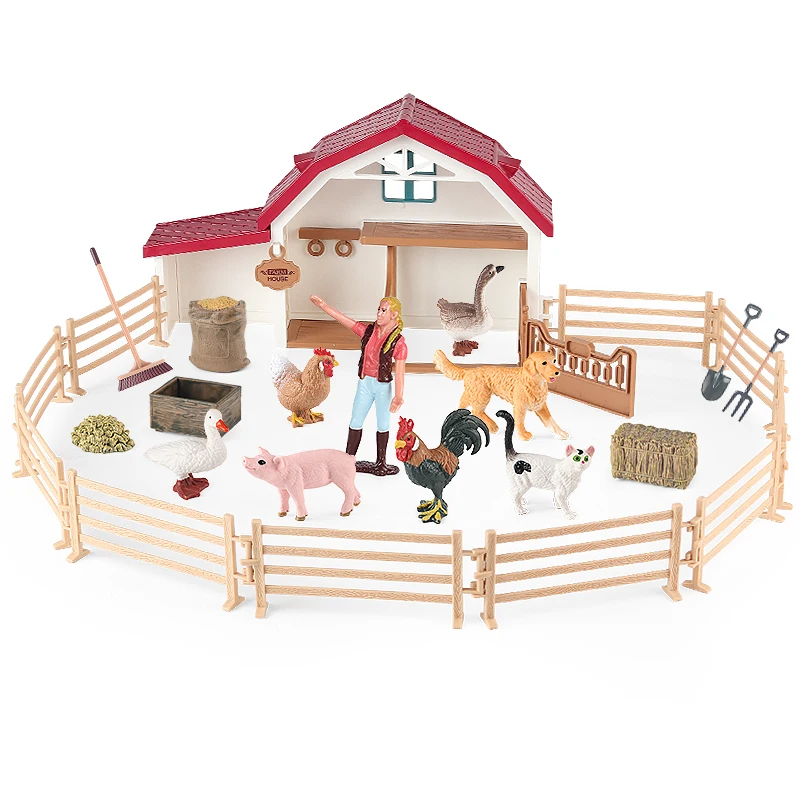 Farmhouse Playset with Farmer, Horse, and Animal Figurines - Perfect Kids' Toy Gift