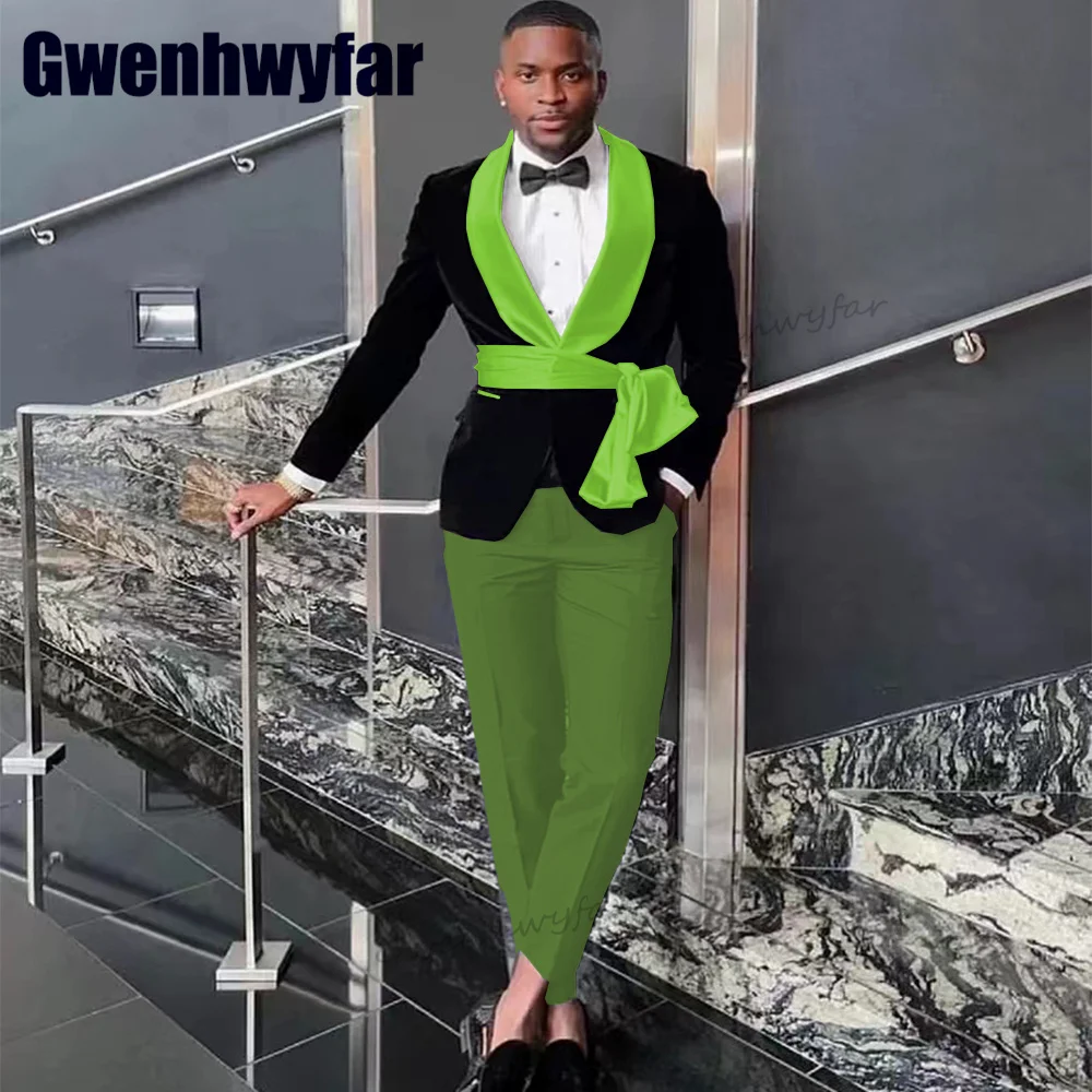 Gwenhwyfar Tailored Fashion Trendy Style Groom Tuxedo Shawl Lapels Men's Suit 2 Pc for Wedding Dresses Blzaer Sets（Jacket+Pants）